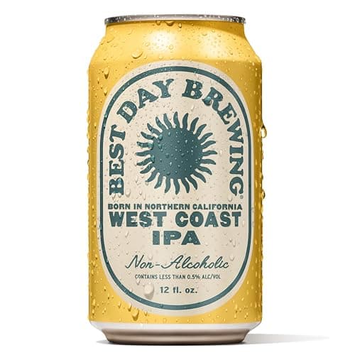 Best Day Brewing Craft Non Alcoholic Beer, West Coast IPA, 12 Pack, Low Carb & Low Calorie NA IPA Beer Brewed with Citrus and Pine Hops, Non Alcoholic Drinks for Adults, 12 fl oz Cans