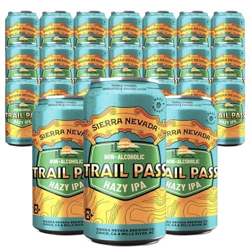 Sierra Nevada Trail Pass Hazy Non-Alcoholic IPA 24 Pack 12oz Cans | Juicy Hop Forward-Flavor Dealcoholized Beer | 71 Calorie NA Brew
