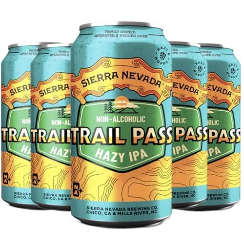 Sierra Nevada Trail Pass Hazy Non-Alcoholic IPA 5 Pack 12oz Cans | Juicy Hop Forward-Flavor Dealcoholized Beer | 71 Calorie NA Brew