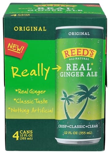 REEDS GINGER BREW Real Ginger Ale Soda 4 Pack, 12 FZ