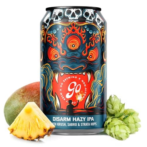 Go Brewing Disarm Hazy IPA Non-Alcoholic Craft Beer, 12 Oz – Low-Calorie, Full-Bodied Hazy Craft Brew with Zesty Citrus and Tropical Fruit Notes – Non-Alcoholic Beer for Any Occasion